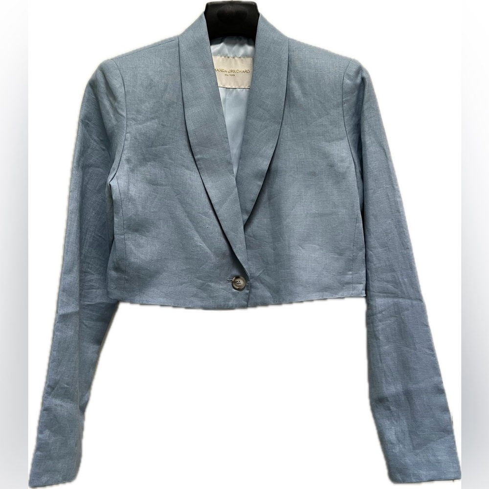 Amanda Uprichard | Cropped Baby Blue Blazer